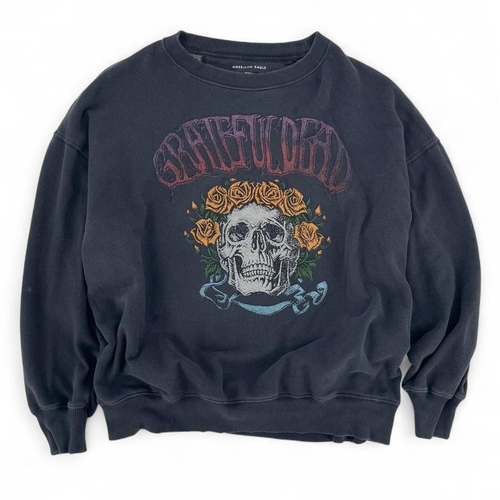 American Eagle Grateful Dead Graphic Sweatshirt Women's M Black Vintage Wash